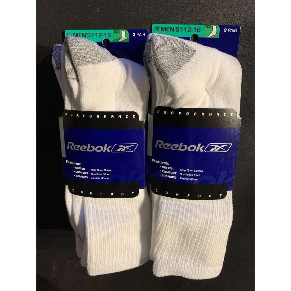 Reebok Men’s White Crew Socks Big & Tall - 6 Pair